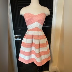 B Darlin strapless pink/white dress